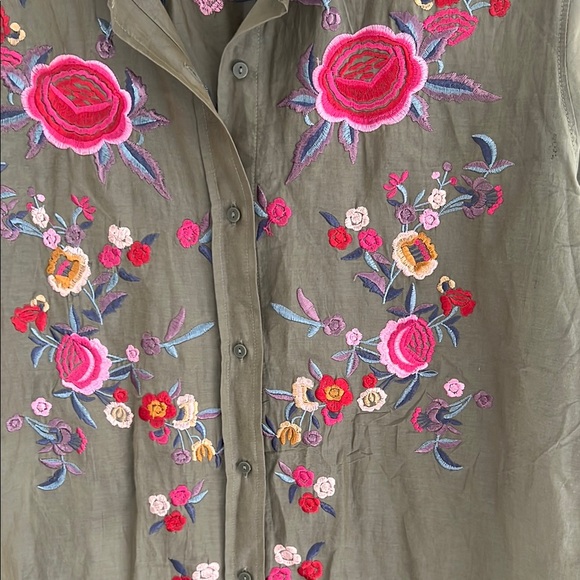 Zara Multicolored Embellished Mandarin Collar 3/4 Sleeve Top - Picture 5 of 6